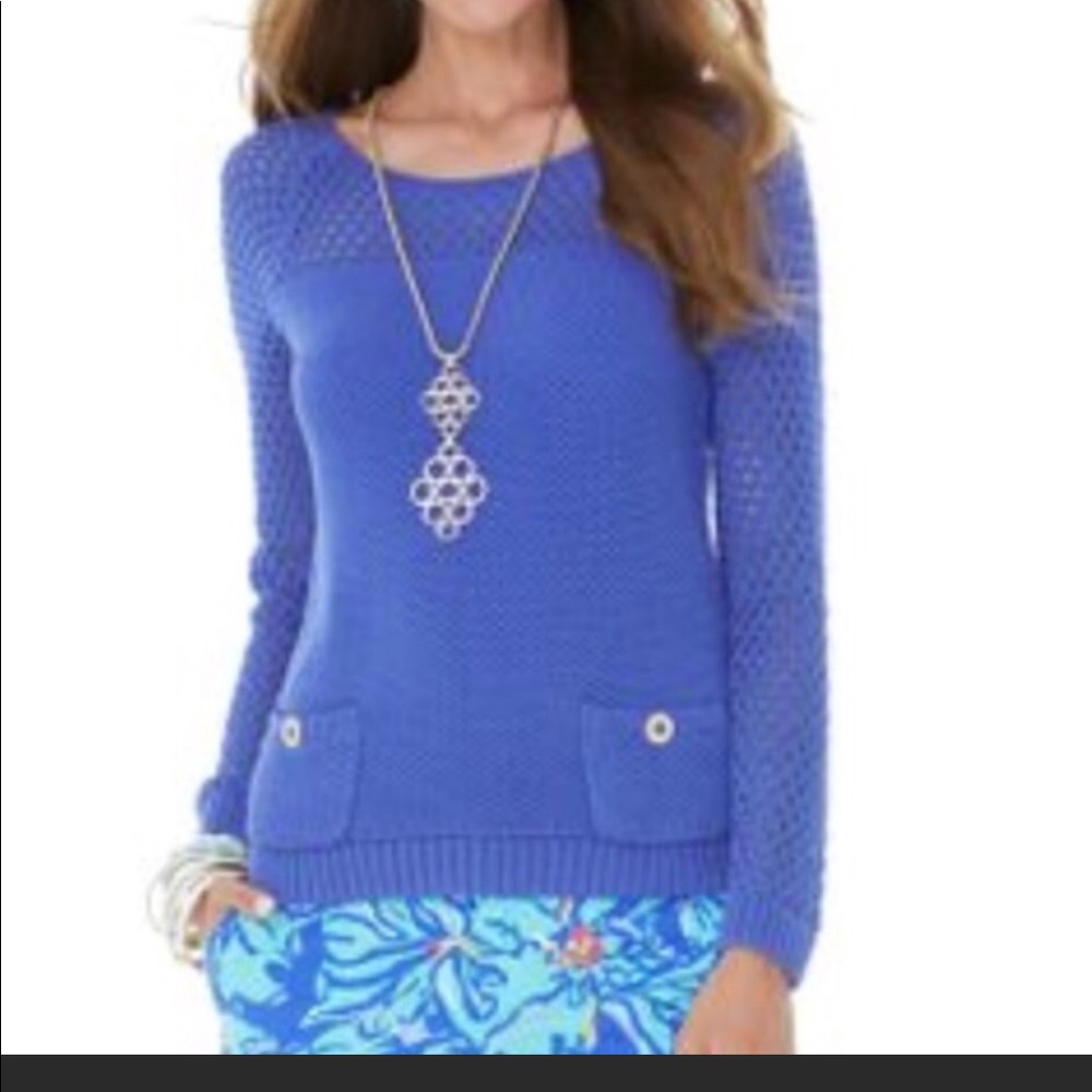 Lilly Pulitzer purple crochet sweater